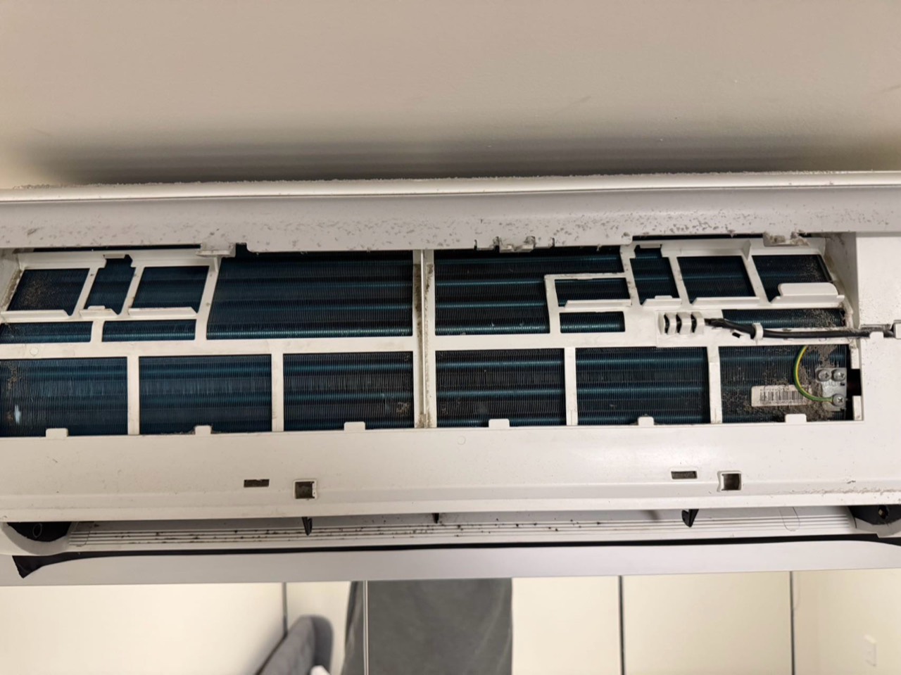 Air conditioner coil before cleaning